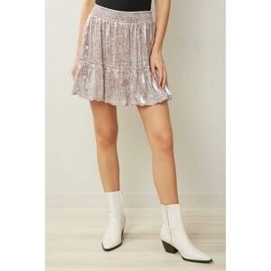 Free People Womens Metallic Floral Bubble Skirt